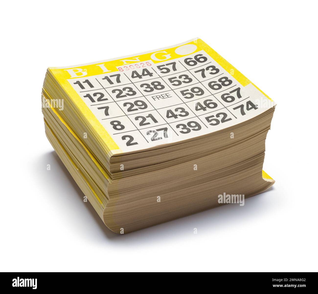 Mazzo di carte Bingo tagliate sul bianco. Foto Stock