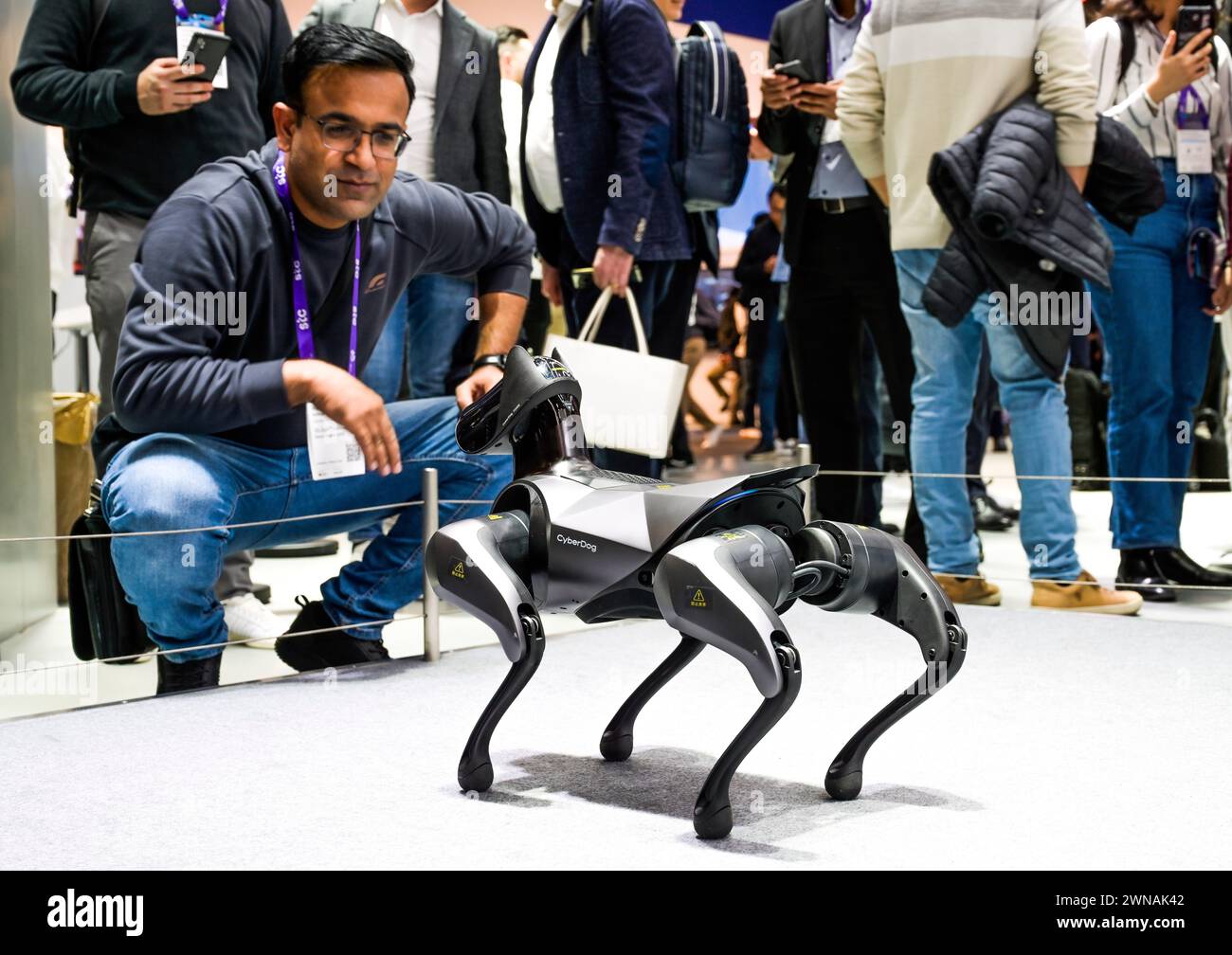 Cyberdog 2,0 Roboterhund, MWC Mobile World Congress 2024, Barcellona, Spagna Foto Stock