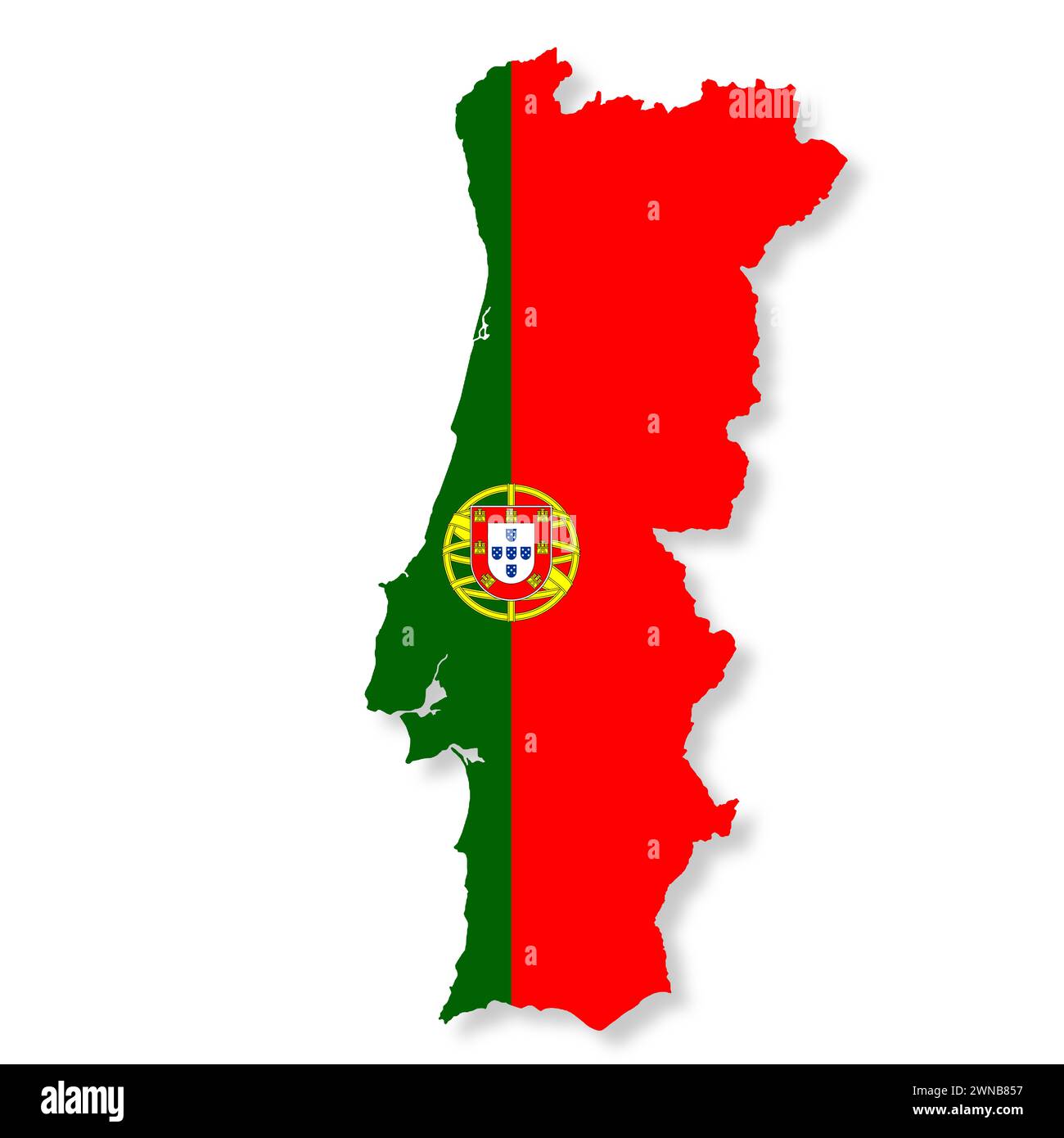 Mappa della bandiera del Portogallo con percorso di ritaglio Foto Stock