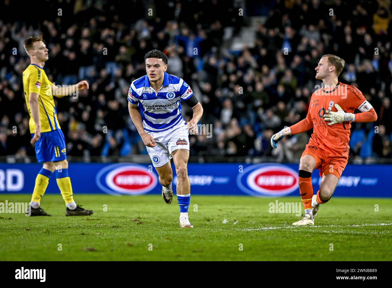 Doetinchem, Nederland. 1 marzo 2024. DOETINCHEM, 01-03-2024, Stadium De Vijverberg, calcio, Eredivisie olandese, stagione 2023/2024, partita tra De Graafschap e TOP Oss. Il giocatore di De Graafschap Tristan van Gilst festeggia il gol 1-0 crediti: Pro Shots/Alamy Live News Foto Stock