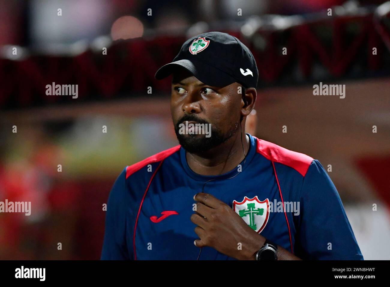 Braganza Paulista (SP), 28/02/2024 - Futebol/PORTUGUESA-PALMEIRAS - Fabinho da Portuguesa - partita tra Portuguesa x Palmeiras, valida per il girone di fiveth, dal Campionato Paulista, tenutosi allo Stadio Canindé, nella zona nord di São Paolo, mercoledì sera 28. (Foto: Eduardo Carmim/Alamy Live News) Foto Stock