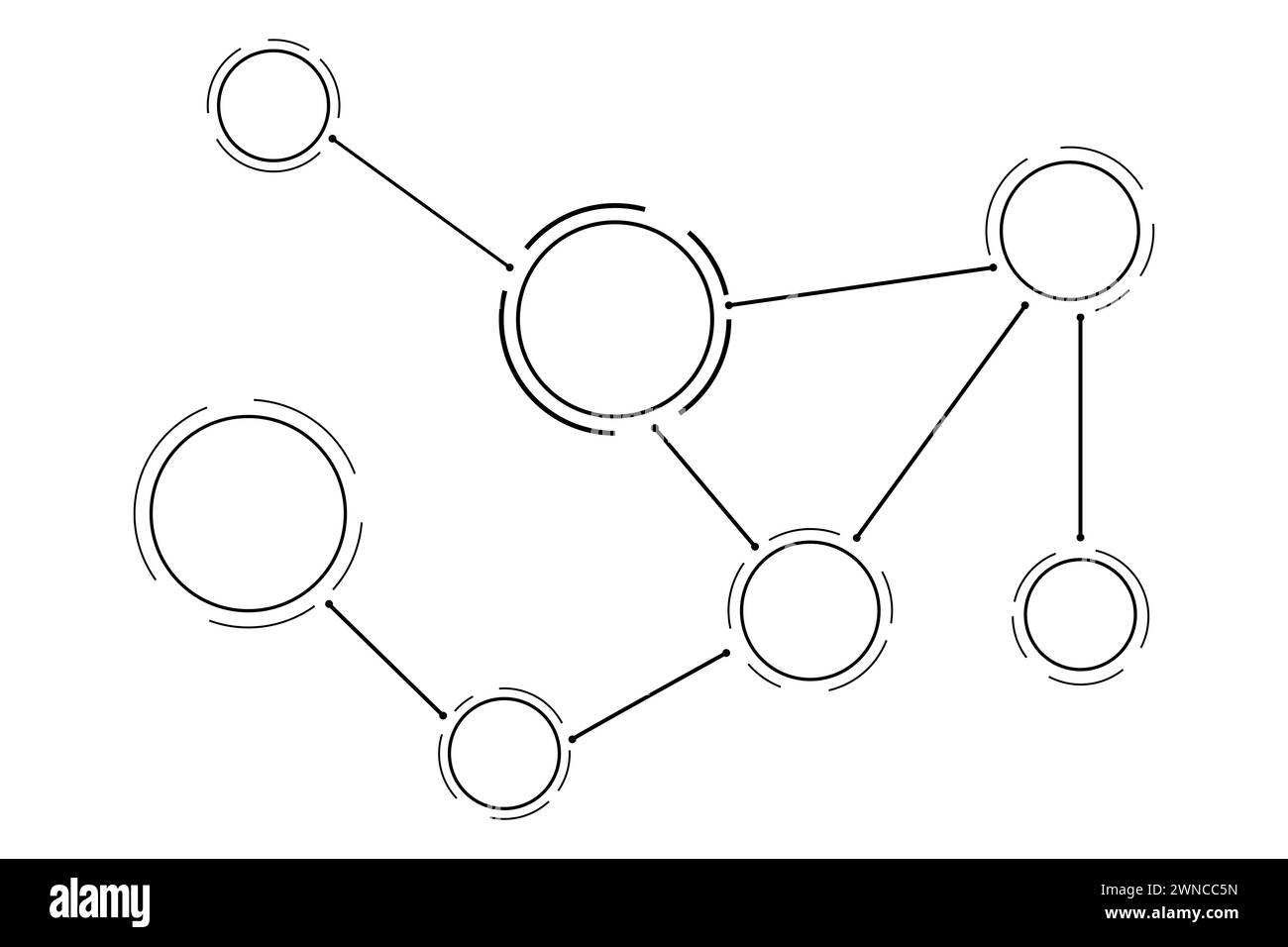Schema con cerchi su sfondo bianco, illustrazione Foto Stock