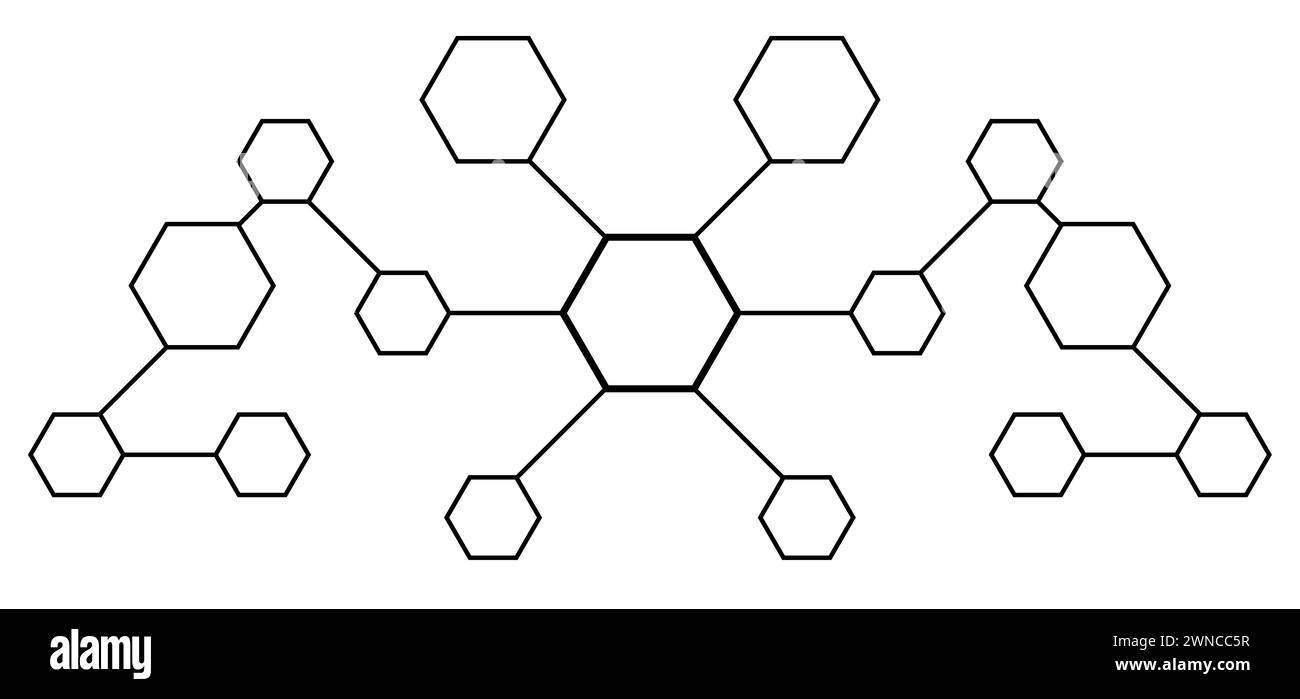 Schema con esagoni su sfondo bianco, illustrazione Foto Stock