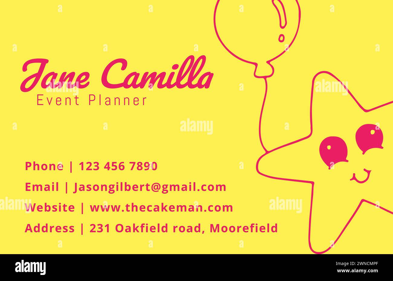 Scheda luminosa per la pianificazione di eventi, stella giocosa e palloncino Foto Stock