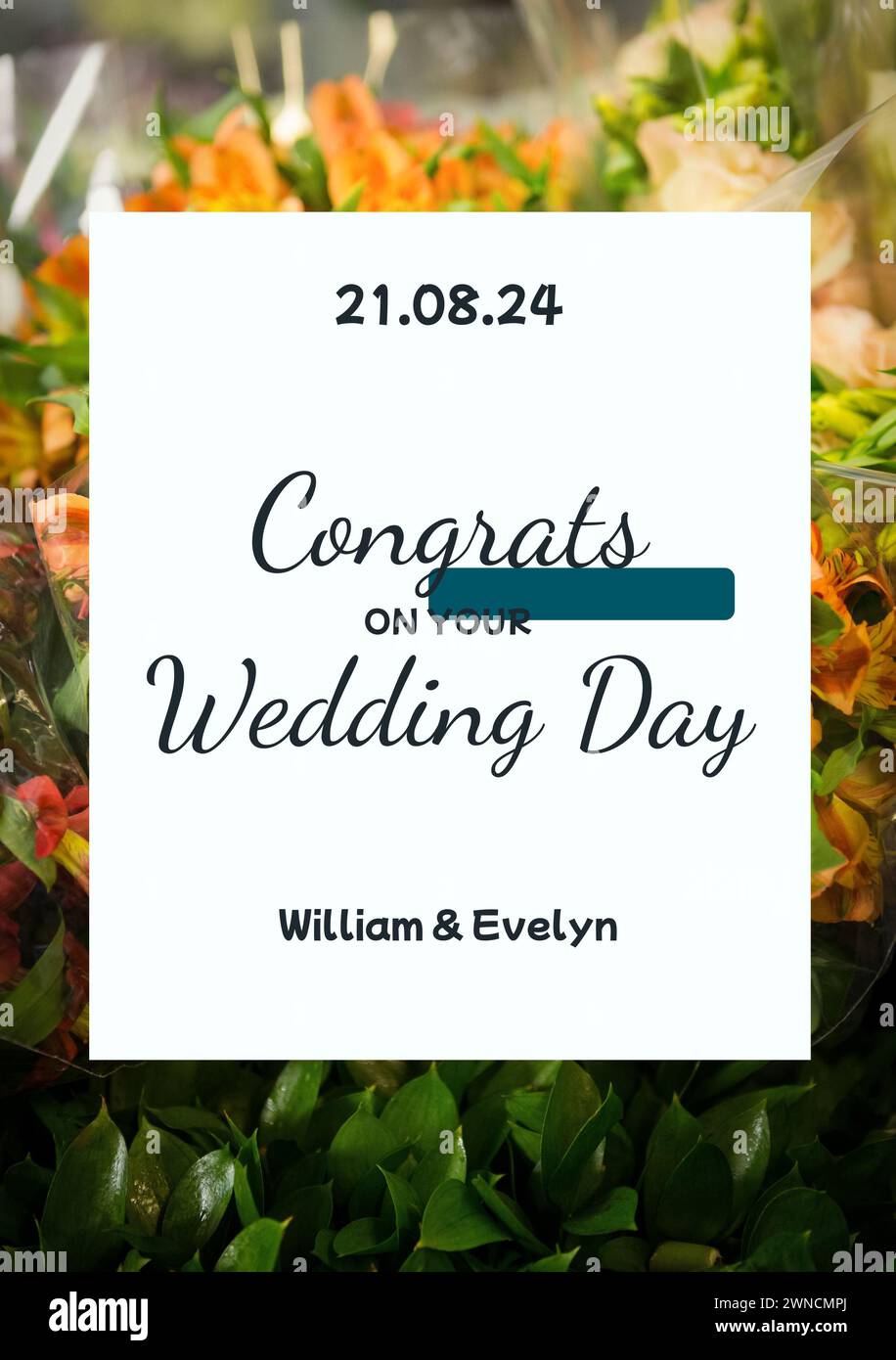 Celebra l'amore con l'eleganza floreale Foto Stock