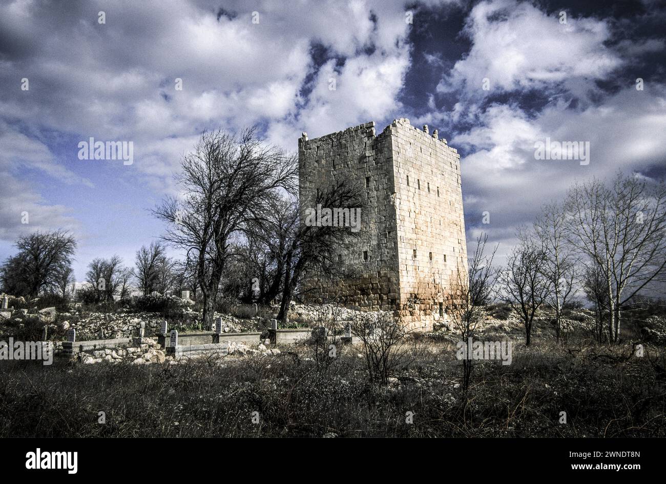 Burj, torre bizantina. Città di Uzuncaburj (diocesi). Silifke.Mediterraneo orientale.Turchia. Foto Stock