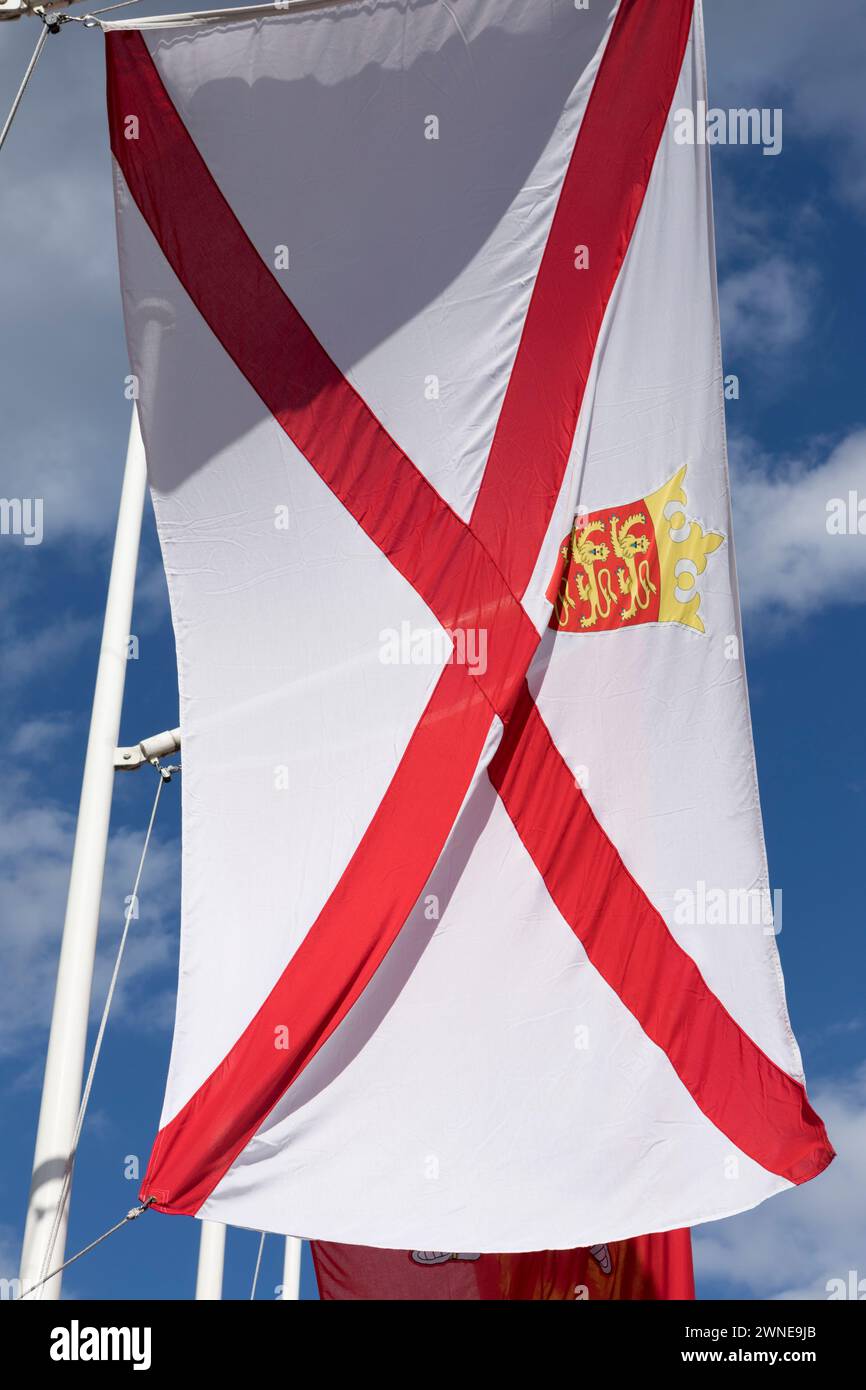 La bandiera di Bailiwick del Jersey Foto Stock