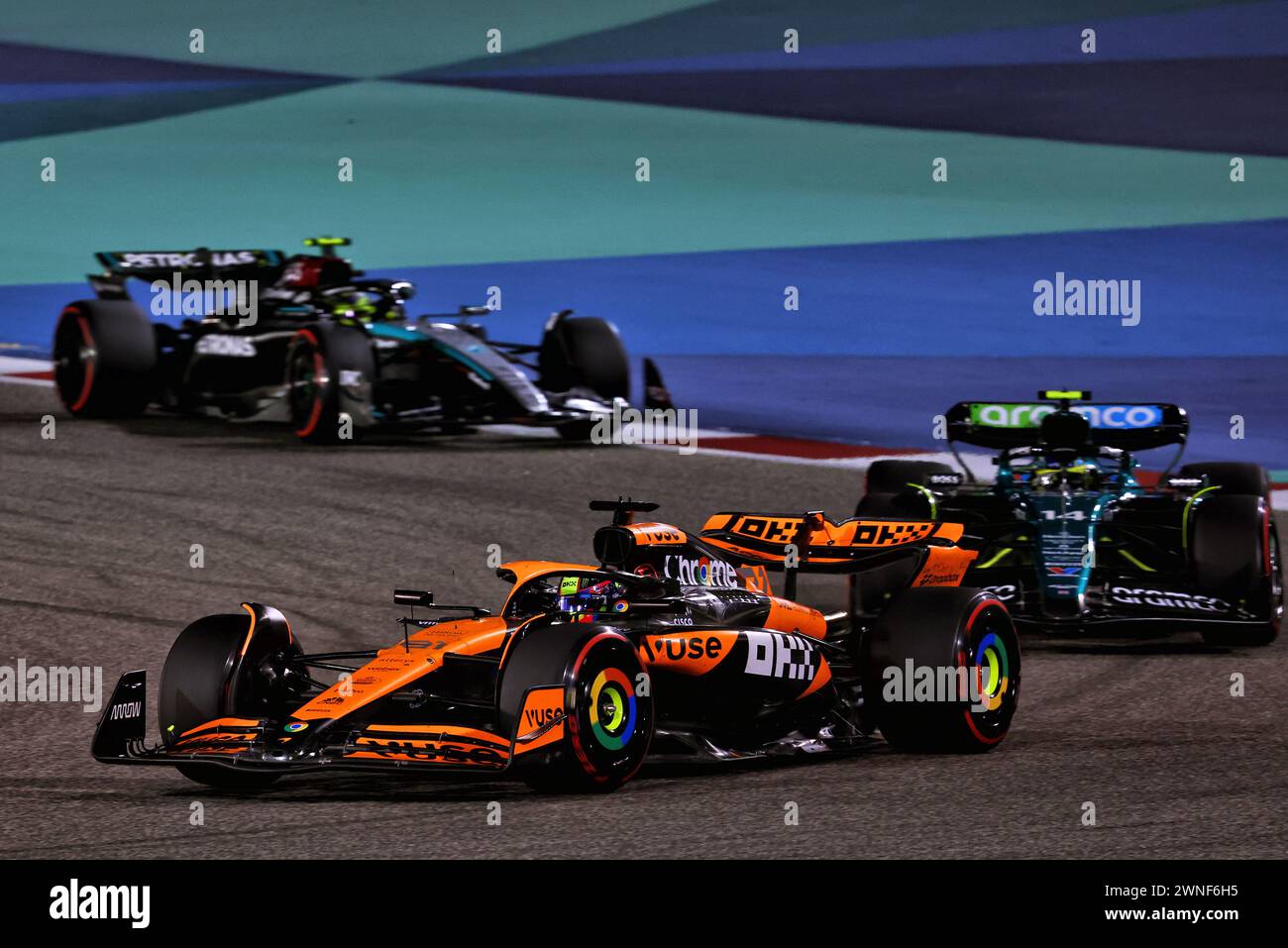 Sakhir, Bahrein. 2 marzo 2024. Oscar Piastri (AUS) McLaren MCL38. 02.03.2024. Campionato del mondo di formula 1, Rd 1, Gran Premio del Bahrain, Sakhir, Bahrain, giorno della gara. Il credito fotografico dovrebbe essere: XPB/Alamy Live News. Foto Stock