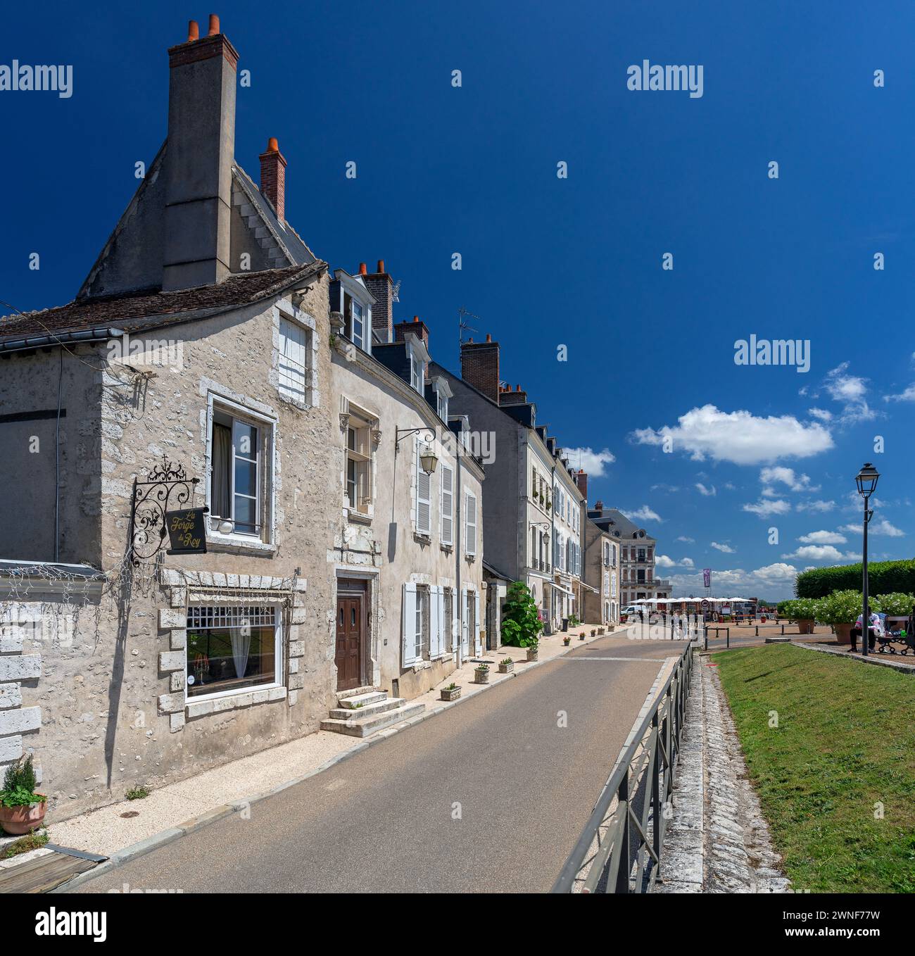 Europa, Francia, Centre-Val de Loire, Blois, la Forge du Roy (la Forgia del Re) ed edifici storici in Place du Château Foto Stock