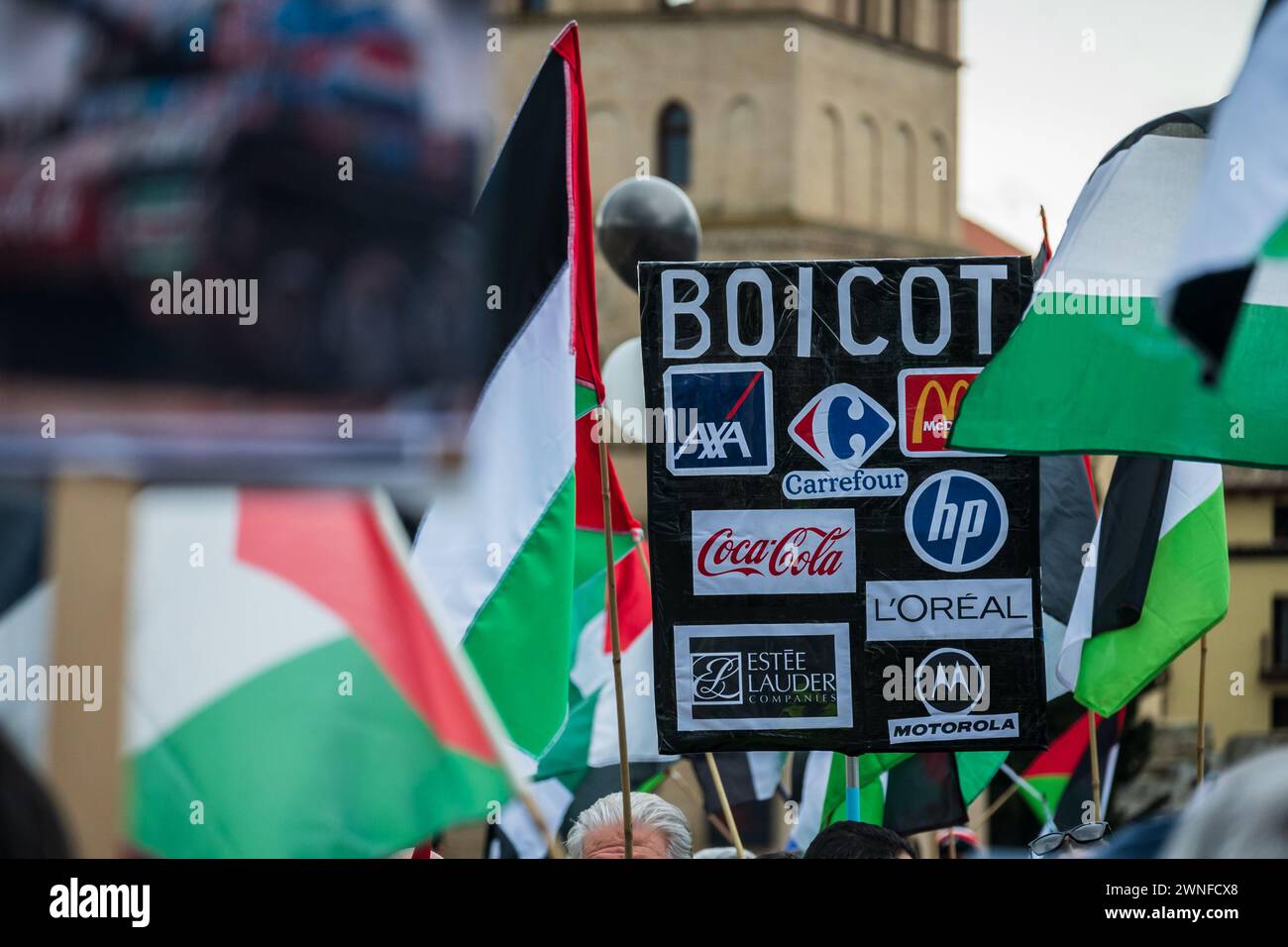 Raduno pro Palestine a Saragozza, Spagna Foto Stock