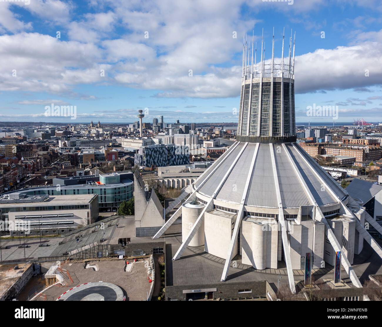 Veduta aerea della Cattedrale metropolitana di Liverpool, Merseyside, Inghilterra Foto Stock
