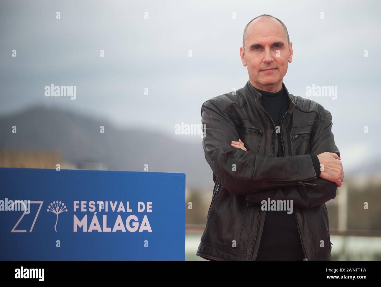 Malaga, Spagna. 2 marzo 2024. Il regista spagnolo David Marques posa durante la photocall del film: "Puntos suspensivos" al Malaga Film Festival 2024. La nuova edizione del 27° Malaga Spanish Film Festival, grande evento cinematografico, presenta i candidati al film per vincere il premio "Biznaga de Oro". Il festival si terrà dal 1° al 10 marzo. Credito: SOPA Images Limited/Alamy Live News Foto Stock