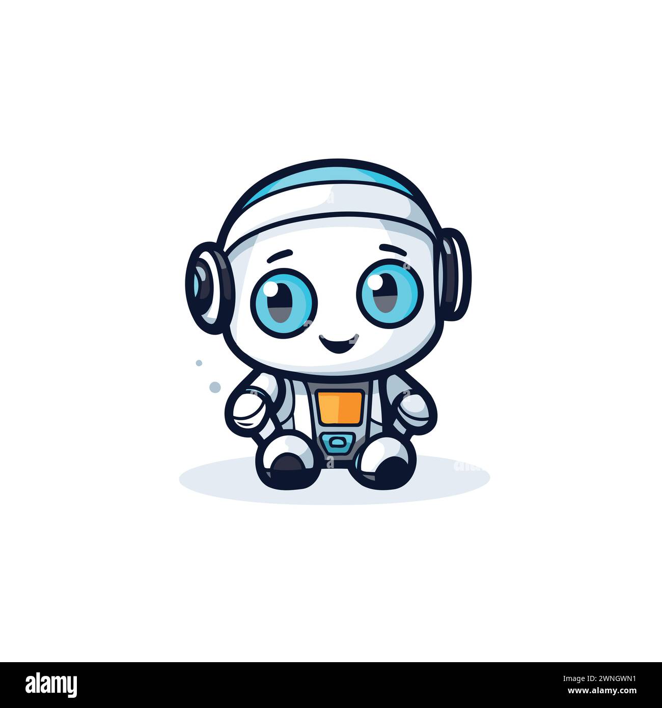 Carino personaggio dei cartoni animati robot. Illustrazione vettoriale. Isolato su sfondo bianco. Illustrazione Vettoriale