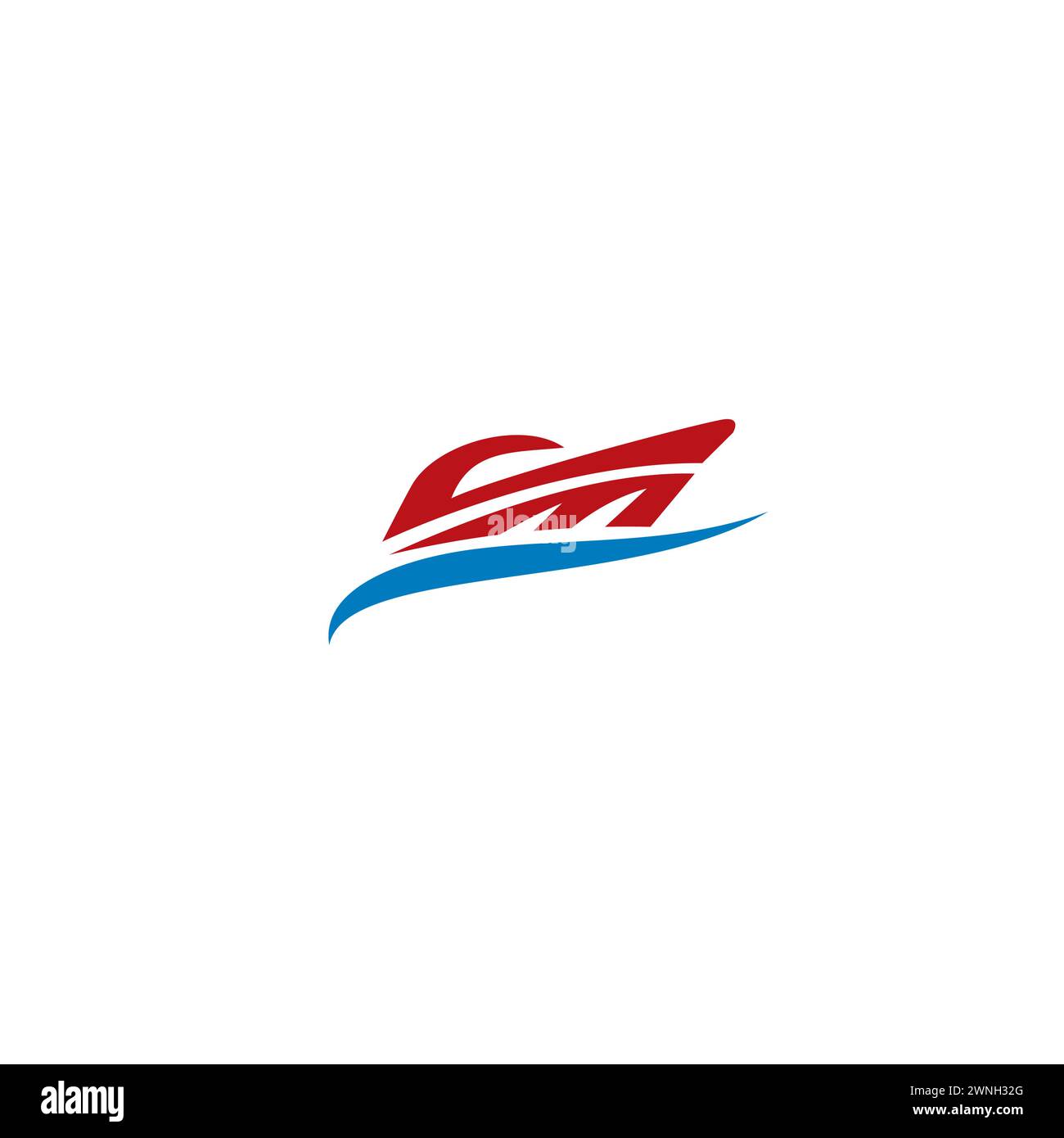 Logo imbarcazione CM. Logo iniziale CM. Logo astratto della nave Illustrazione Vettoriale