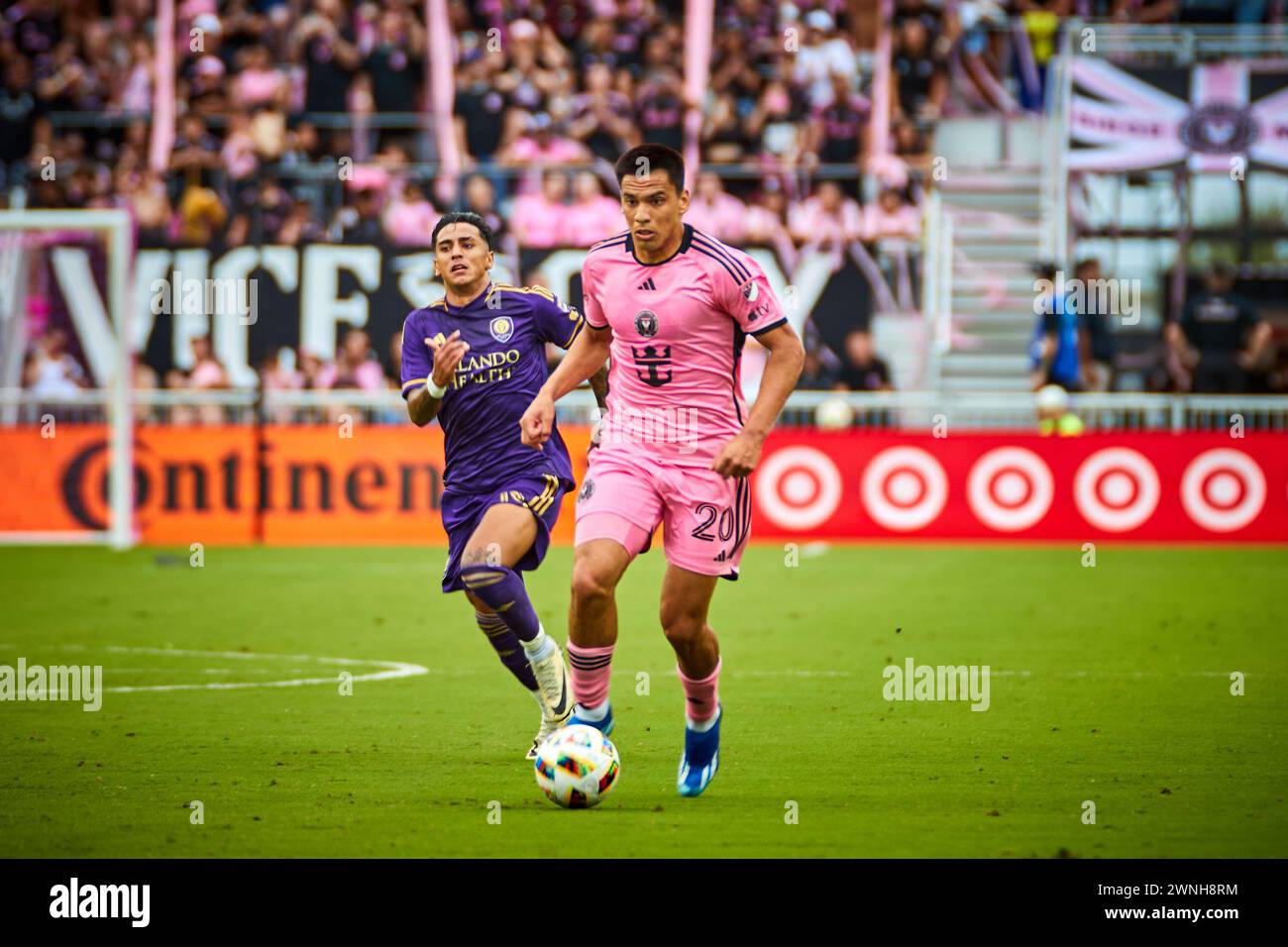 Fort Lauderdale, Florida, Stati Uniti. 2 marzo 2024. 20 - Diego Gomez Inter Miami durante la partita Orlando City SC vs Inter Miami CF al CHASE Stadium in Florida, USA. Credito: Yaroslav Sabitov/YES Market Media/Alamy Live News. Foto Stock