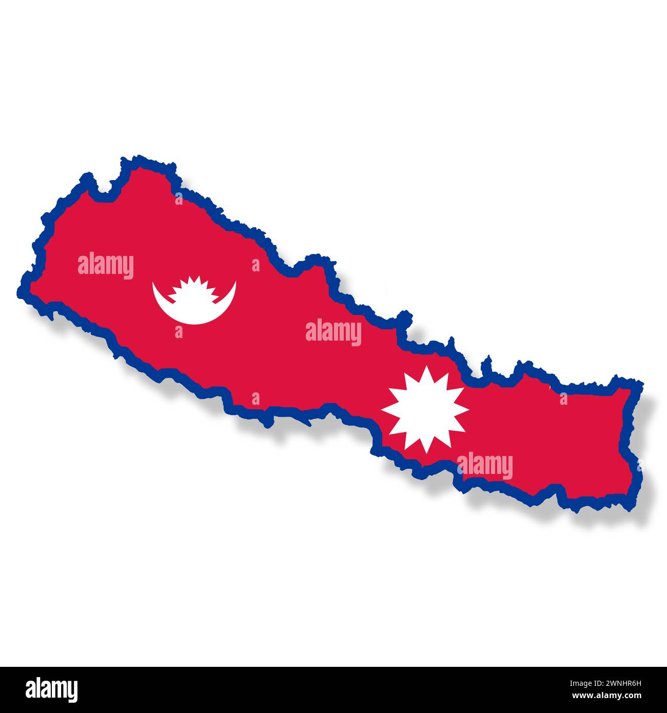 Mappa della bandiera del Nepal con percorso di ritaglio Foto Stock