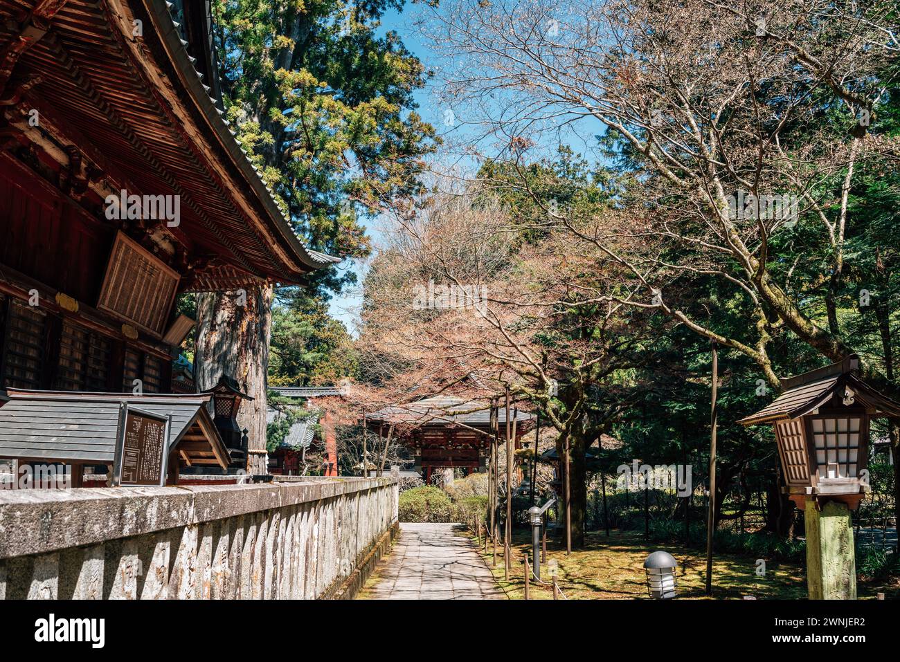 Fujiyoshida Kitaguchi Hongu Fuji Sengen Shrine vicino al monte Fuji a Yamanashi, Giappone Foto Stock