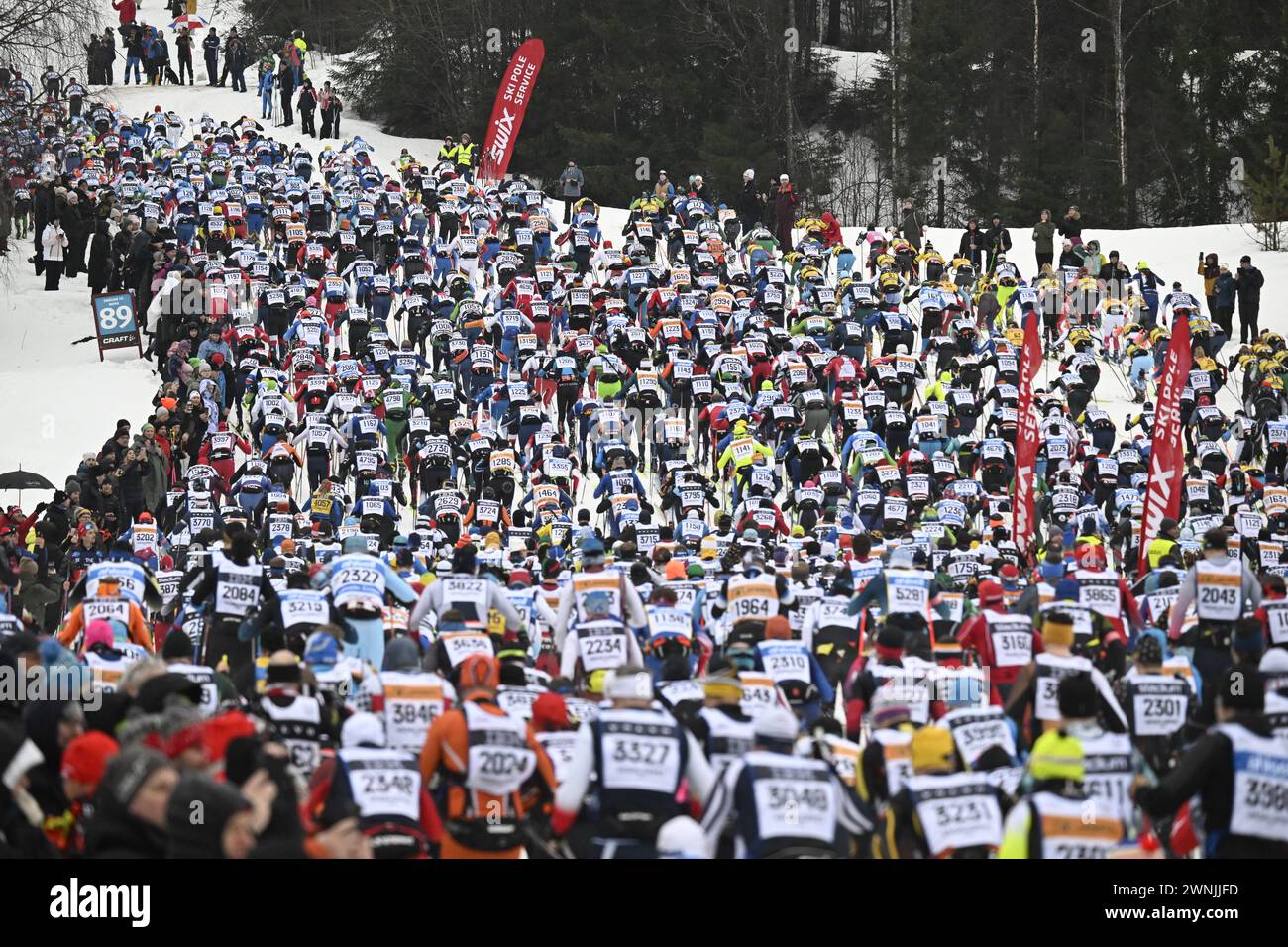 Inizio della gara di sci classico Vasaloppet a Sälen, Svezia, domenica mattina 03 MarchFoto: Ulf Palm/TT/codice 9110 credito: TT News Agency/Alamy Live News Foto Stock