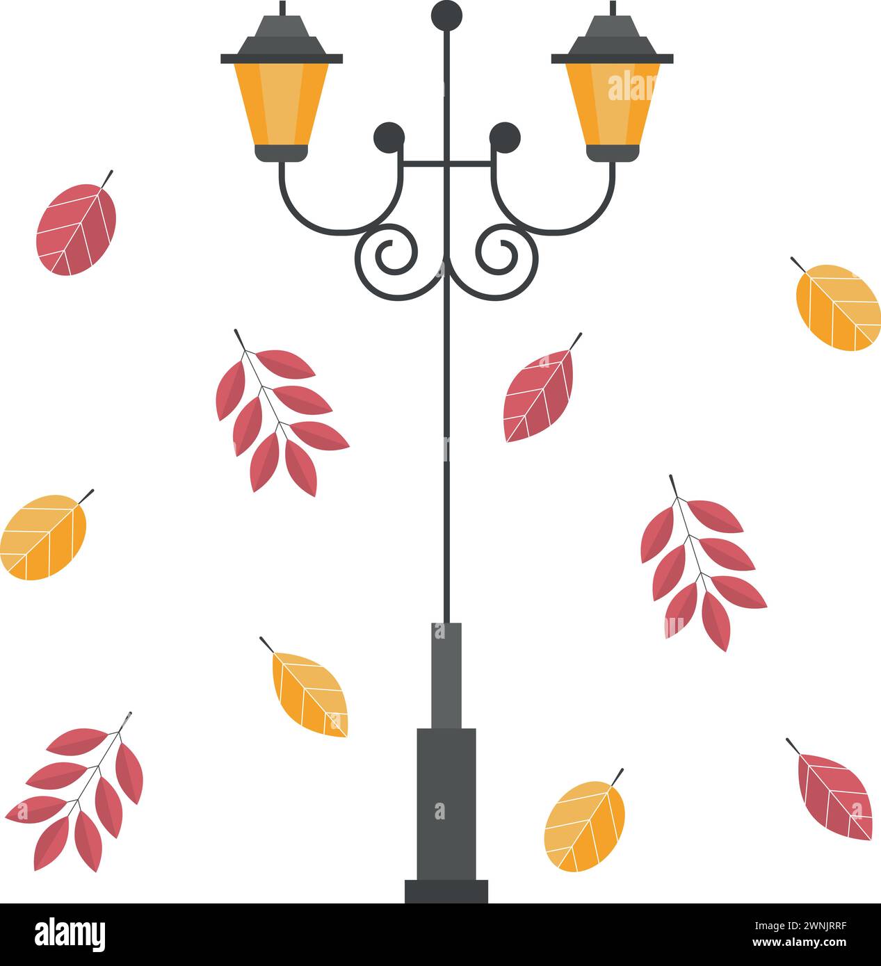 la strada leggera delle lanterne lascia l'autunno Illustrazione Vettoriale