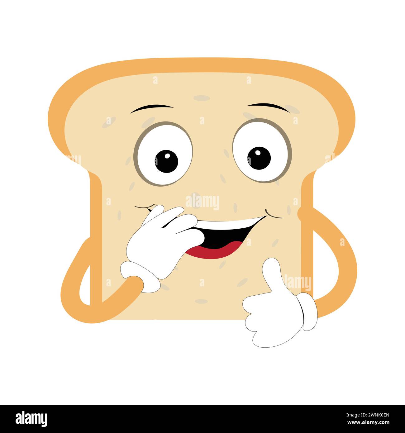 Happy Bread Slice Cartoon Mascot character, Funny Sandwich Cartoon Vintage Pane Character retro Style Pane Logo illustrazione vettoriale anni '60 anni '70 Illustrazione Vettoriale