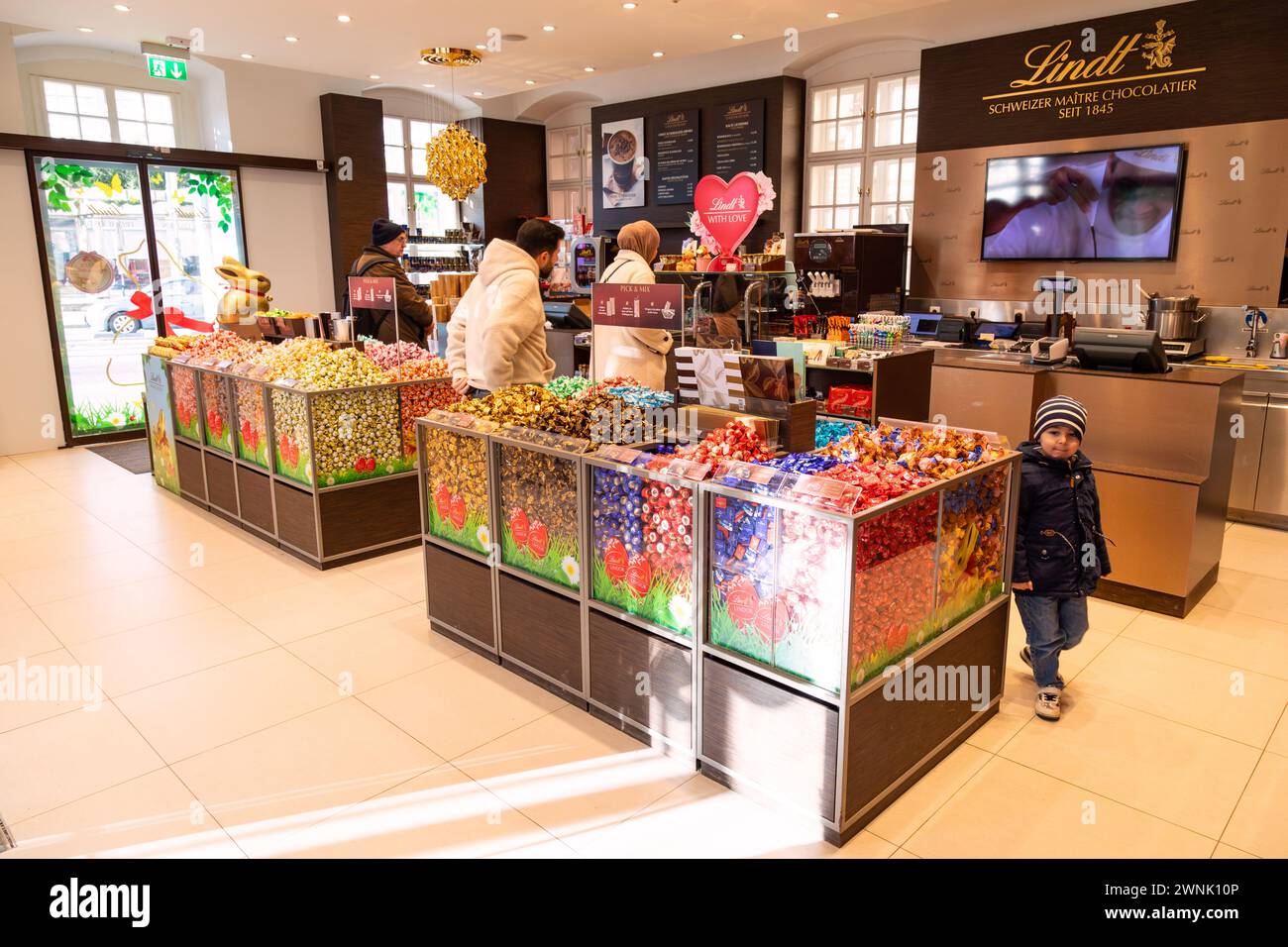 Negozio di cioccolato Lindt, Vienna, Austria, Europa. Foto Stock