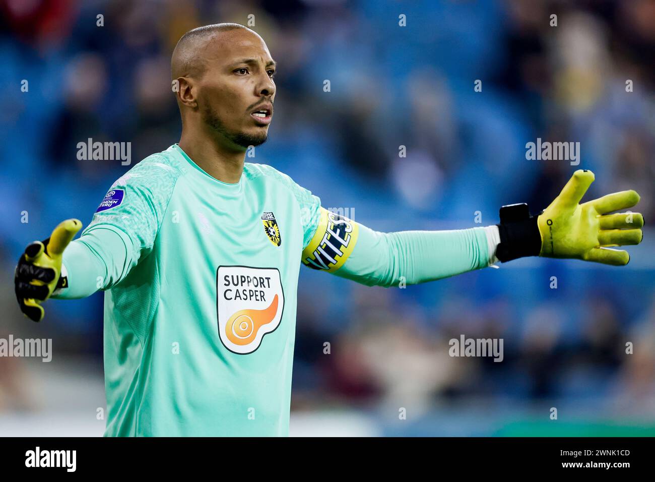 ARNHEM, PAESI BASSI - 2 MARZO: Portiere Eloy Room (Vitesse Arnhem) durante la partita Eredivisie tra Vitesse e FC Twente a Gelredome il 2 marzo 202 Foto Stock