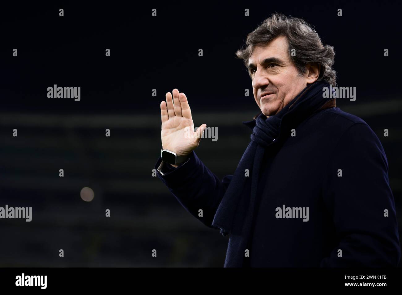 Torino, Italia. 3 marzo 2024. Urbano Cairo gesti prima della partita di serie A tra Torino FC e ACF Fiorentina. Crediti: Nicolò campo/Alamy Live News Foto Stock