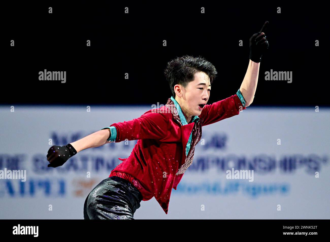 Yanhao li (NZL), durante l'Exhibition Gala, ai Campionati del mondo juniores di pattinaggio di figura dell'ISU 2024, alla Taipei Arena, il 3 marzo 2024 a Taipei, Taiwan. Crediti: Raniero Corbelletti/AFLO/Alamy Live News Foto Stock