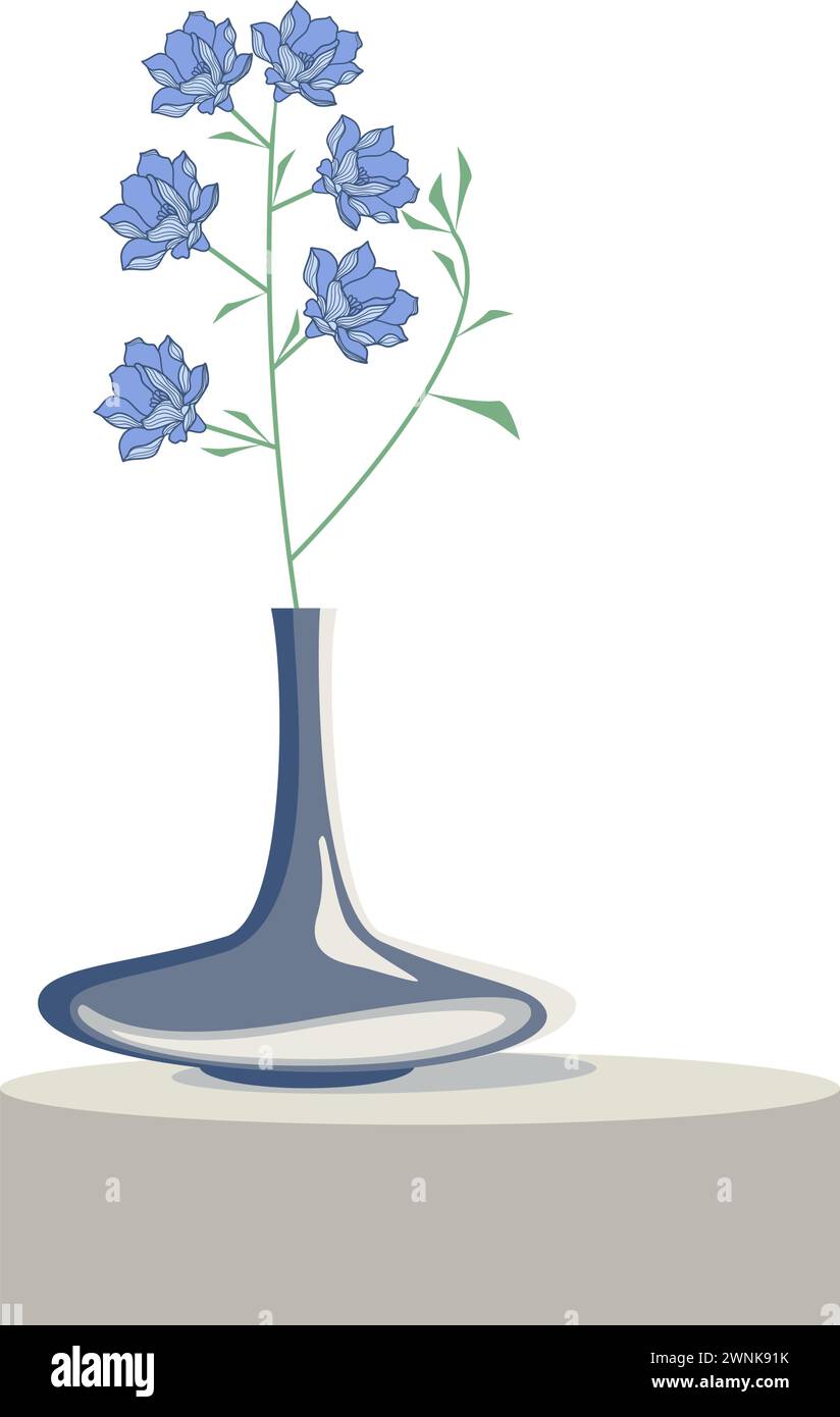 Vaso con fiori su un'illustrazione vettoriale del tavolo Illustrazione Vettoriale