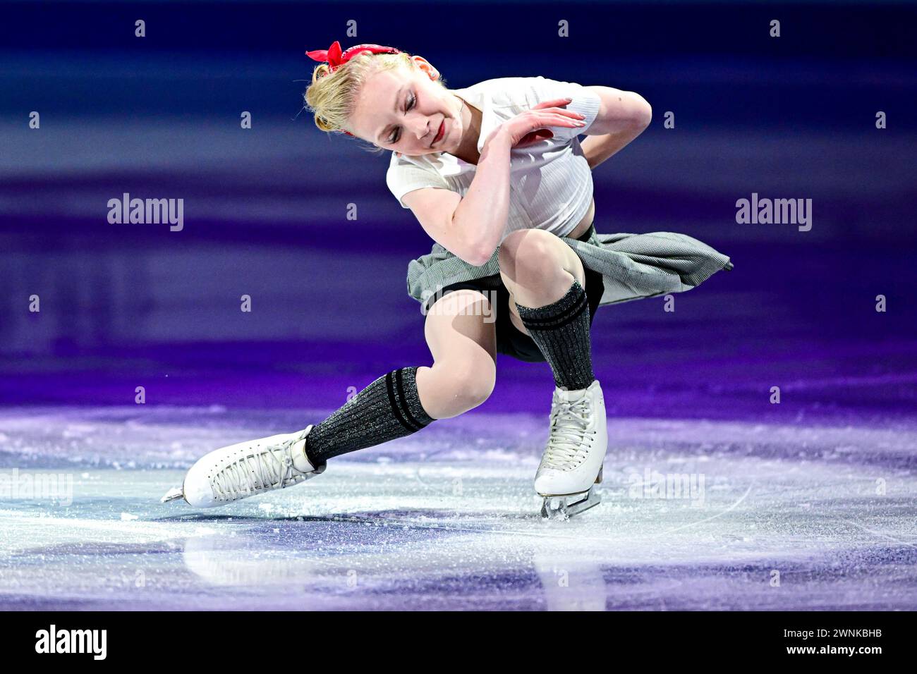 Iida KARHUNEN (fin), durante il Exhibition Gala, ai Campionati del mondo juniores di pattinaggio di figura dell'ISU 2024, alla Taipei Arena, il 3 marzo 2024 a Taipei, Taiwan. Crediti: Raniero Corbelletti/AFLO/Alamy Live News Foto Stock