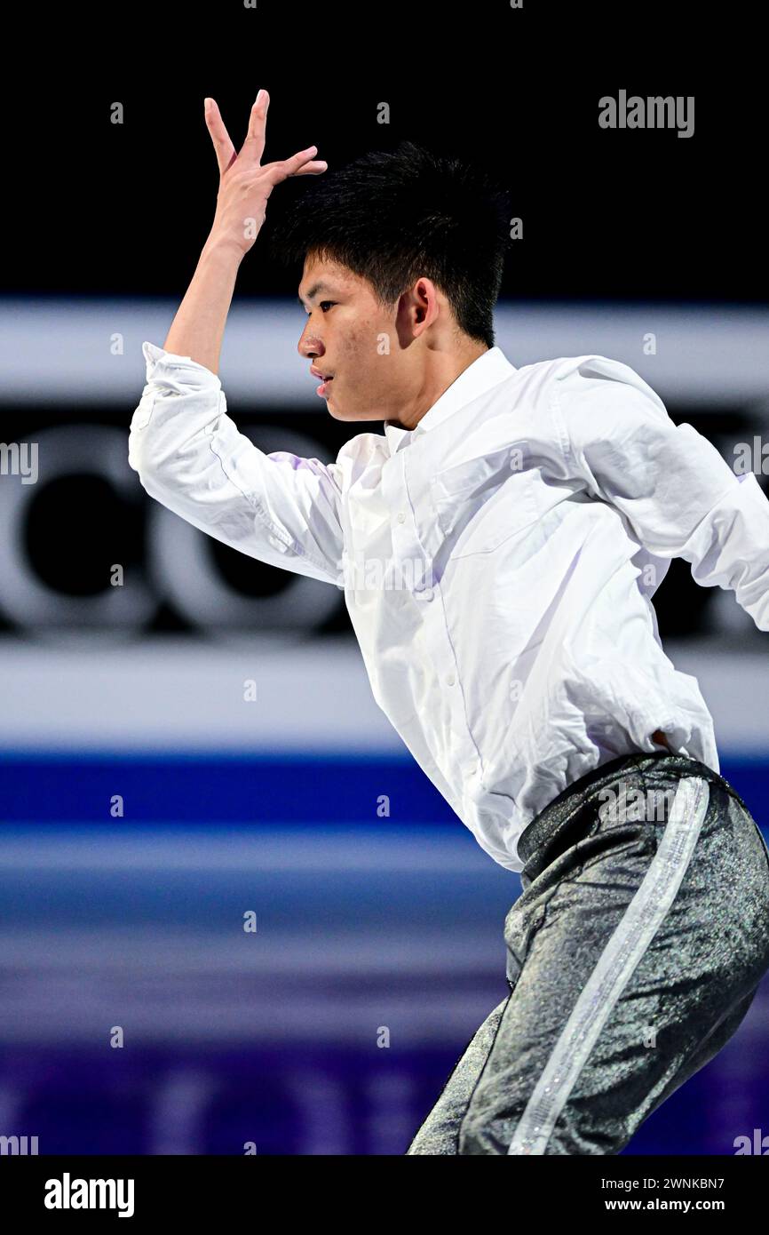 Yu-Hsiang li (TPE), durante l'Exhibition Gala, ai Campionati del mondo juniores di pattinaggio di figura dell'ISU 2024, alla Taipei Arena, il 3 marzo 2024 a Taipei, Taiwan. Crediti: Raniero Corbelletti/AFLO/Alamy Live News Foto Stock