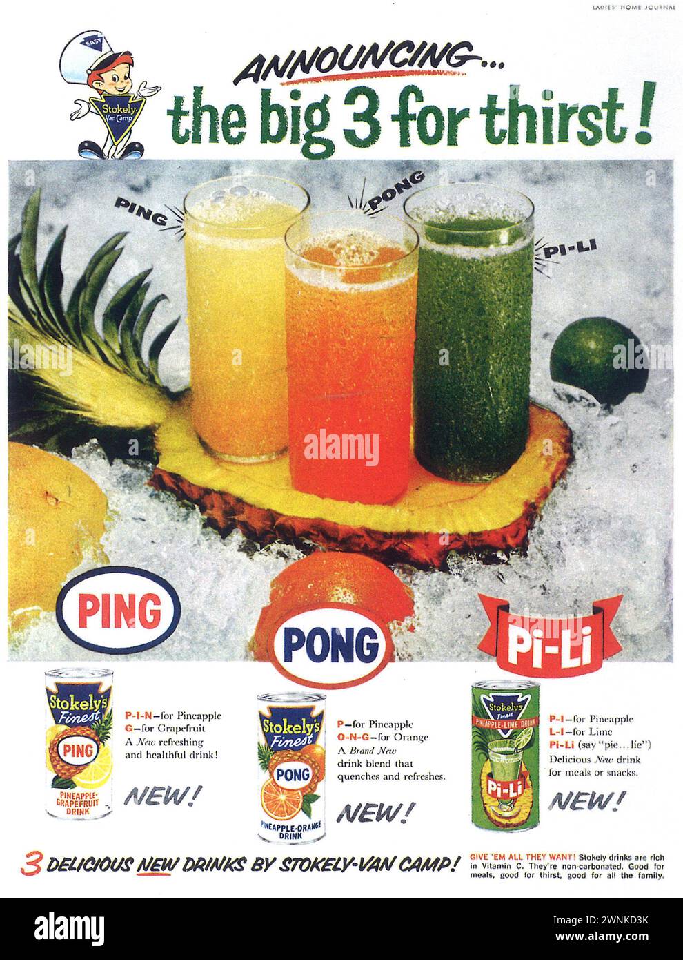 1959 Stokely-Van Camp Juices Print ad Foto Stock