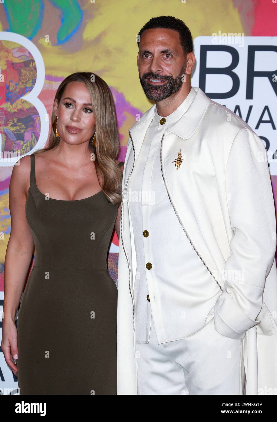 Londra, Regno Unito. 2 marzo 2024. Kate Ferdinand e Rio Ferdinand partecipano ai BRIT Awards 2024 all'O2 Arena di Londra. Credito: SOPA Images Limited/Alamy Live News Foto Stock