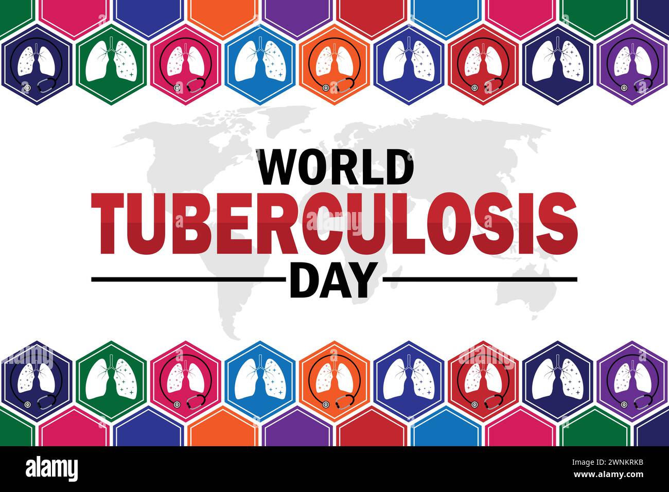 Carta da parati World Tuberculosis Day con tipografia. Giornata mondiale della tubercolosi, antefatti Illustrazione Vettoriale