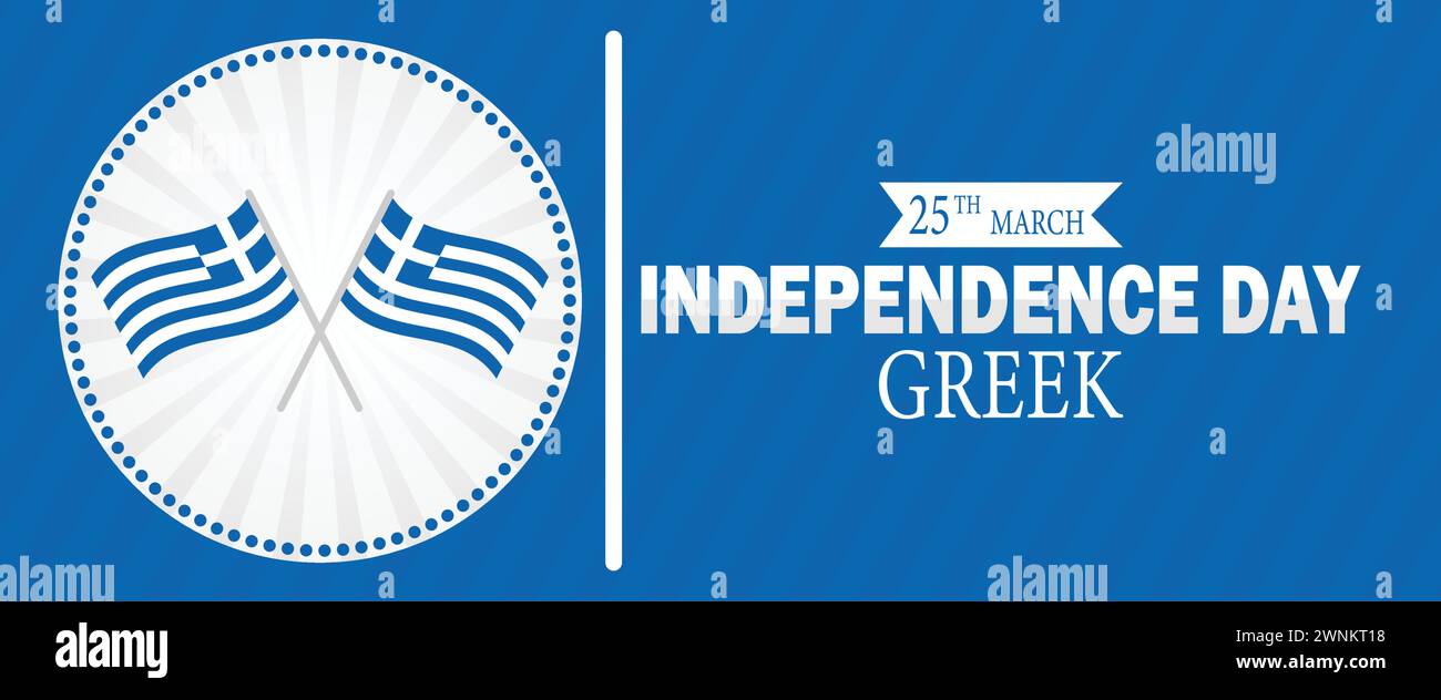 Giorno dell'indipendenza greco. 25 marzo. Adatto per biglietti d'auguri, poster e striscioni. Illustrazione Vettoriale