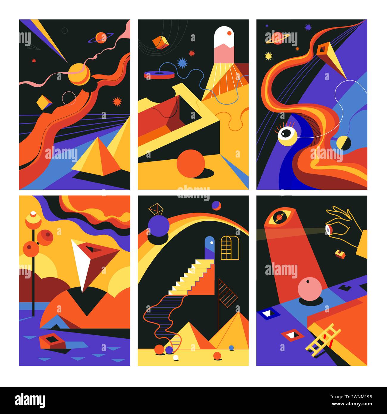 Immaginazione e introspezione, il regno del surrealismo Illustrazione Vettoriale