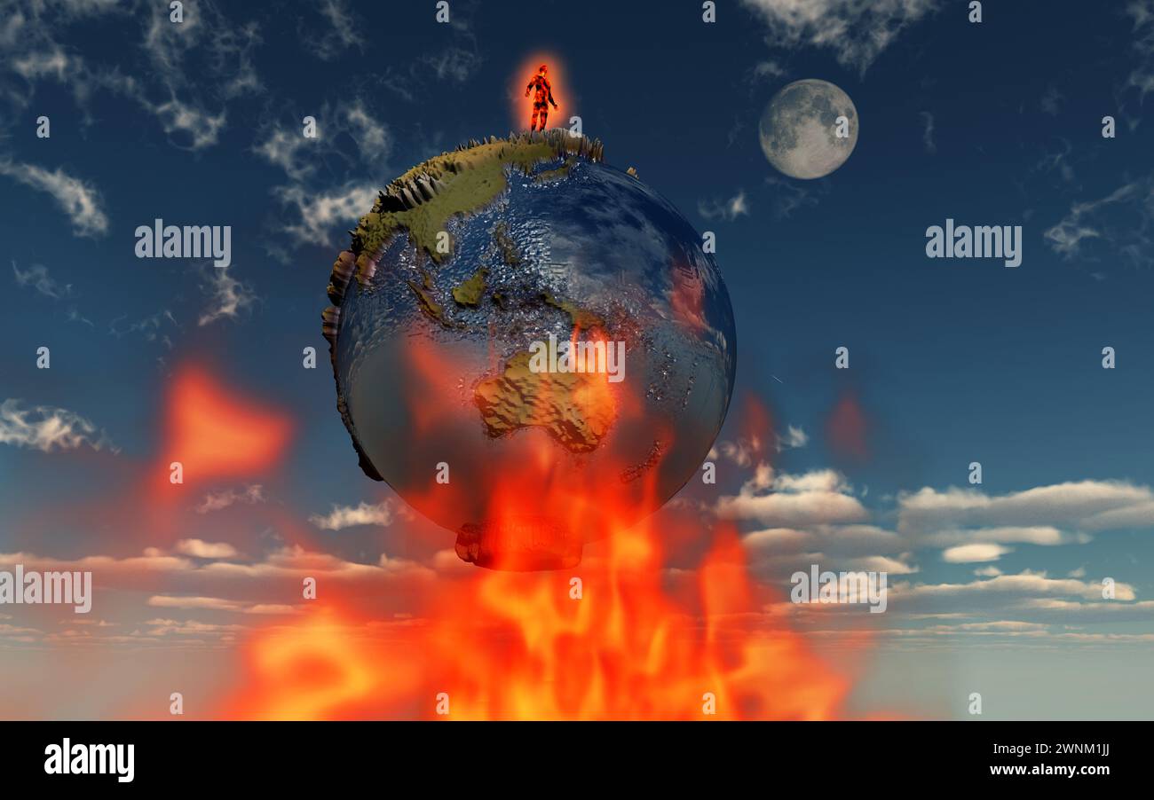 La Terra in fiamme Foto Stock