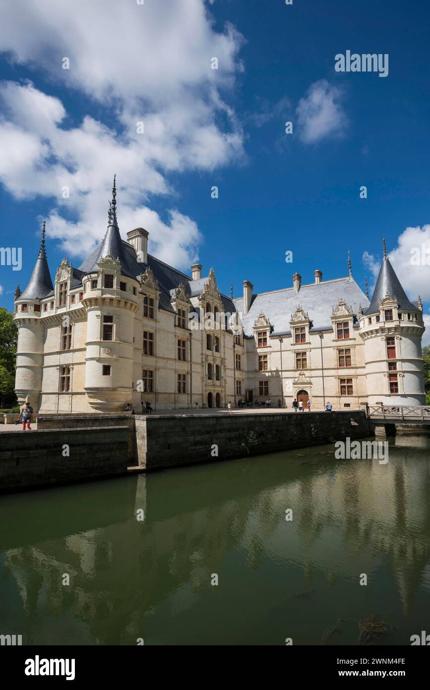 Chateau Azay-le-Rideau, dipartimento Indre-et-Loire, regione Centre-Val de Loire, Francia Foto Stock