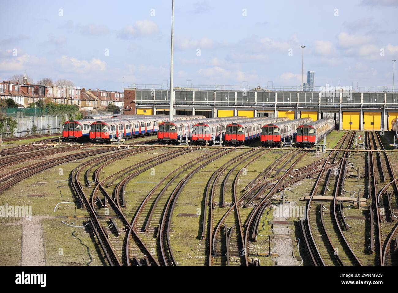 Northfields Depot della metropolitana di Londra Foto Stock