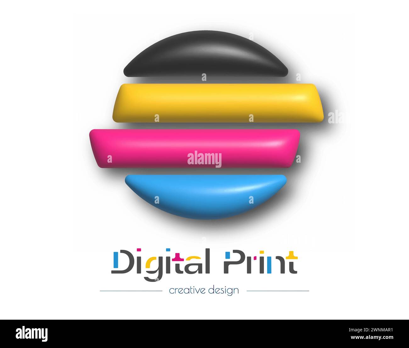 Logo astratto per stampa digitale 3d o fotografica. Modello vettoriale di un marchio, logo, adesivo o adesivo. L'idea del design creativo e del design tematico Illustrazione Vettoriale