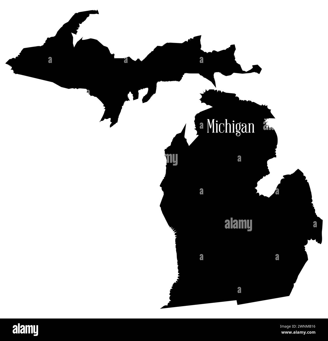 Sagoma della mappa dello stato del Michigan Foto Stock