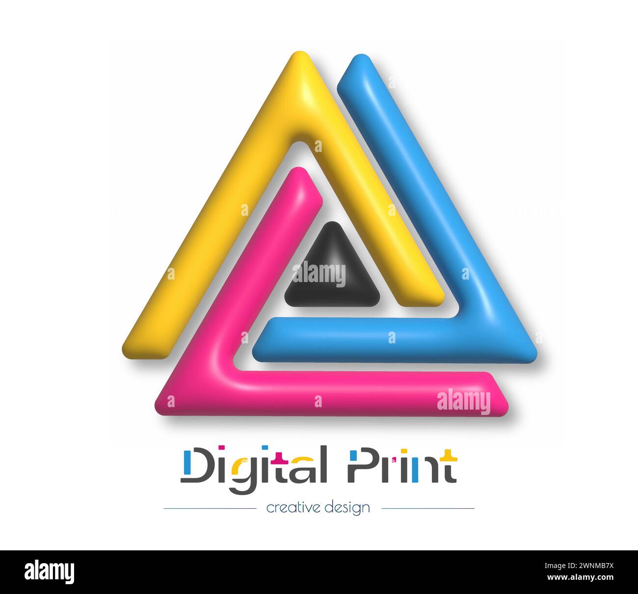 Logo astratto per stampa digitale 3d o fotografica. Modello vettoriale di un marchio, logo, adesivo o adesivo. L'idea del design creativo e del design tematico Illustrazione Vettoriale