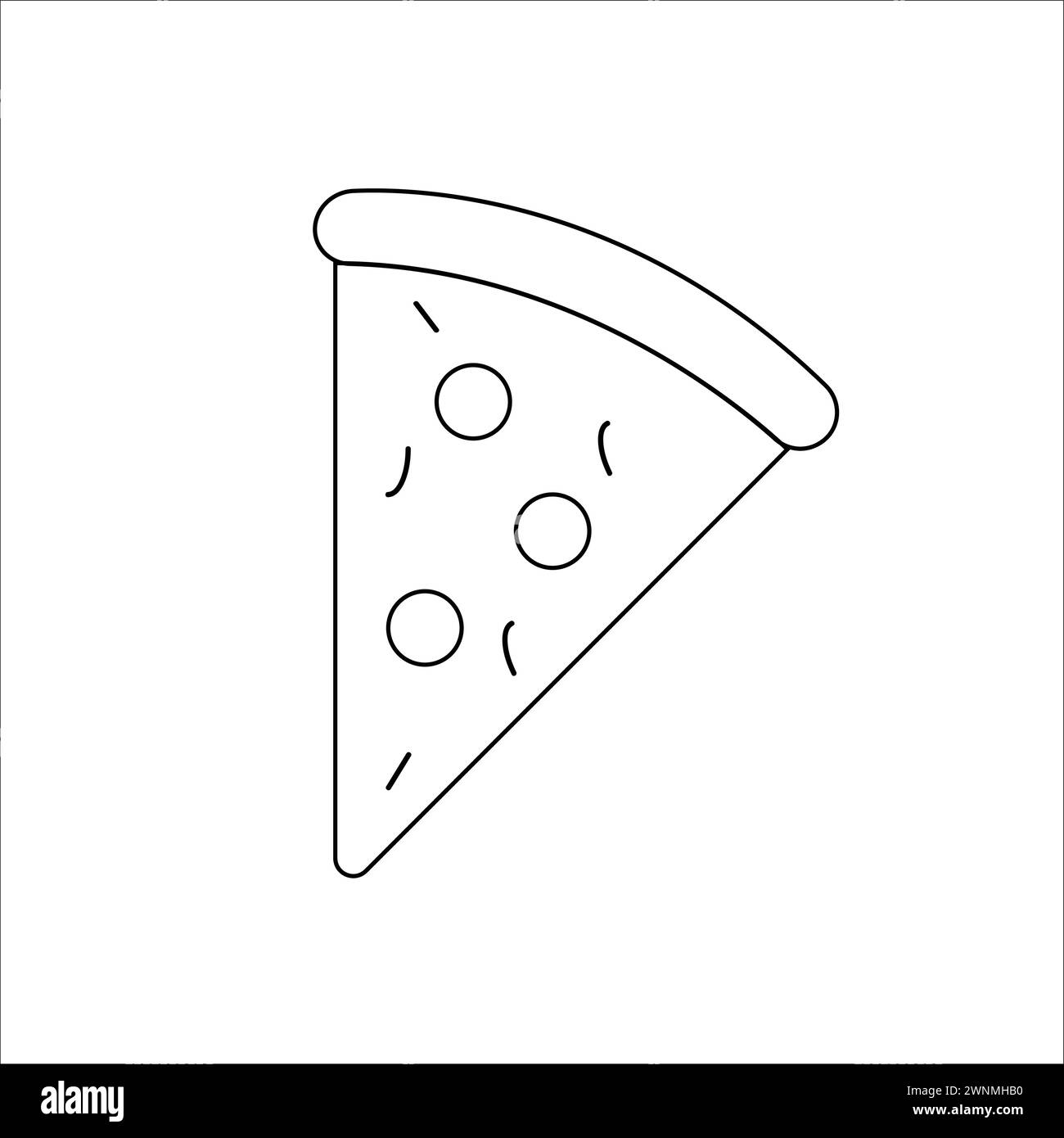 Fetta di pizza senza illustrazione vettoriale di colore Illustrazione Vettoriale