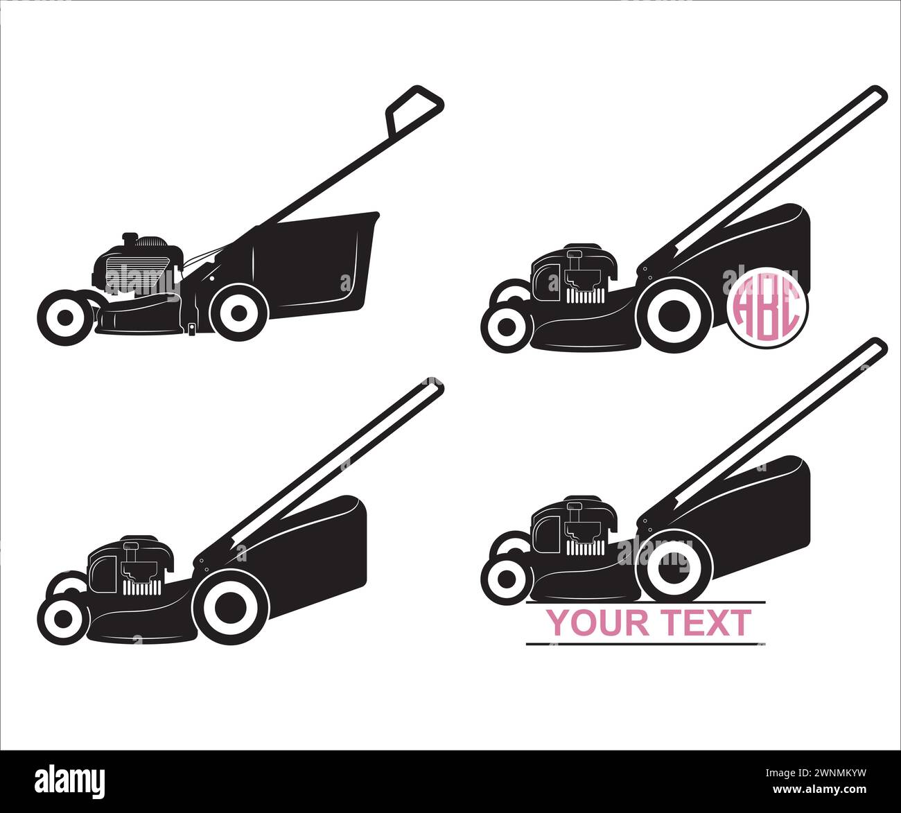 Tosaerba a spinta, rasaerba a spinta, grafica Clip Art del rasaerba, file da taglio silhouette Clipart stampabile Vector Digital Illustrazione Vettoriale