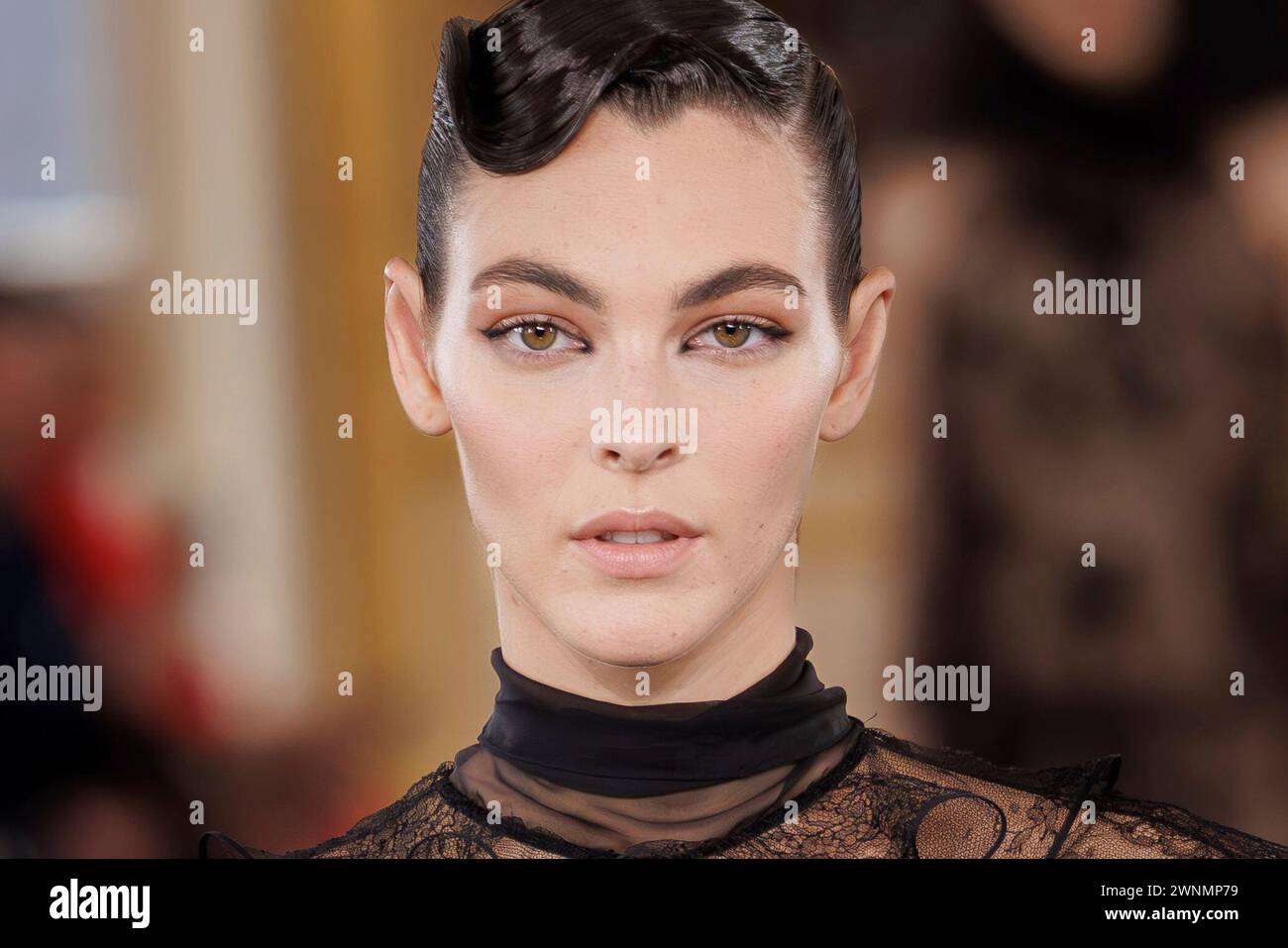 Vittoria Ceretti wears a creation as part of the Valentino Fall/Winter