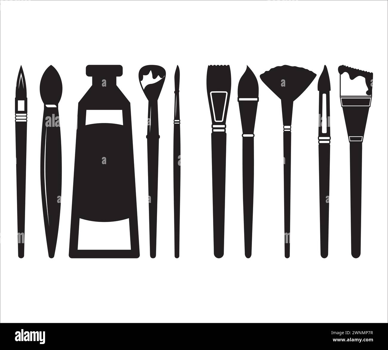 Vector, materiale d'arte, silhouette dell'artista, pennello per artista, pennello per pittura, artista monogramma, Eat Sleep Art, Heartbeat Palette, artista Silhouet Illustrazione Vettoriale