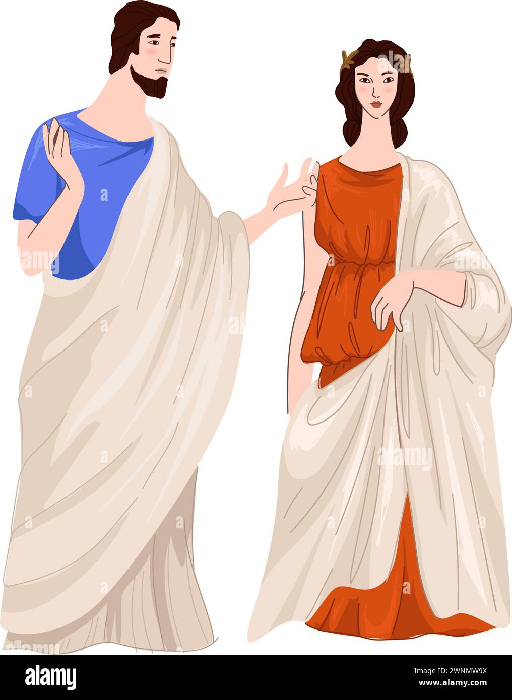 Impero romano, uomo e donna in veste vettore Illustrazione Vettoriale