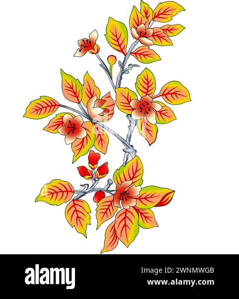 Un bellissimo motivo a foglia per la stampa digitale, Illustrazione Vettoriale