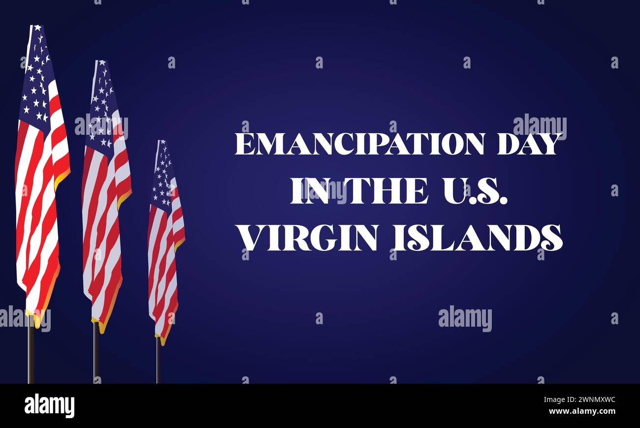 Emancipazione Day nelle Isole Vergini americane testo elegante con disegno a bandiera usa Illustrazione Vettoriale