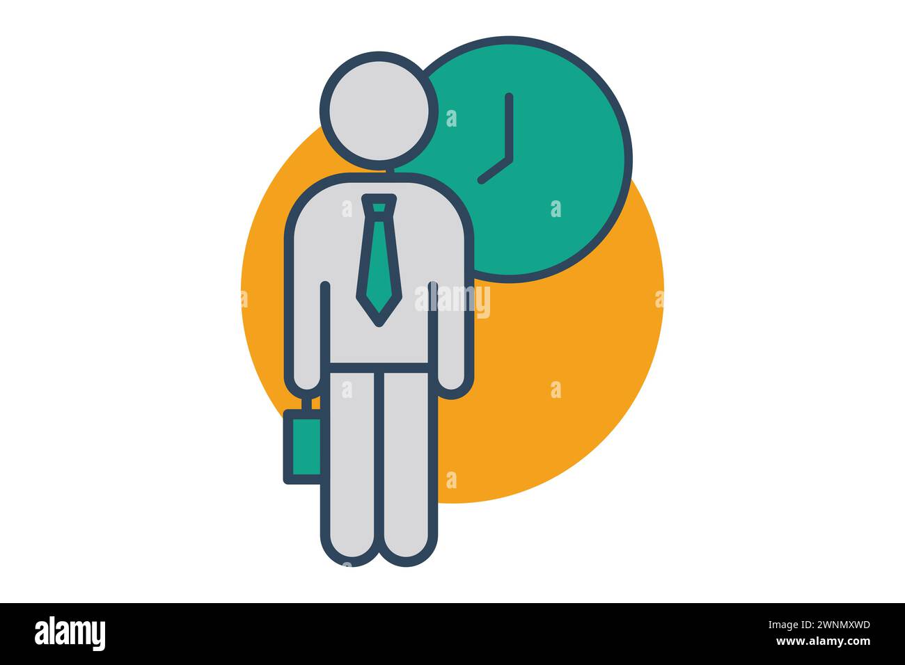 icona lavoro flessibile. persone con l'orologio. Ideale per mostrare opportunità di impiego flessibili e ambienti di lavoro moderni. stile icona linea piatta. elem Illustrazione Vettoriale